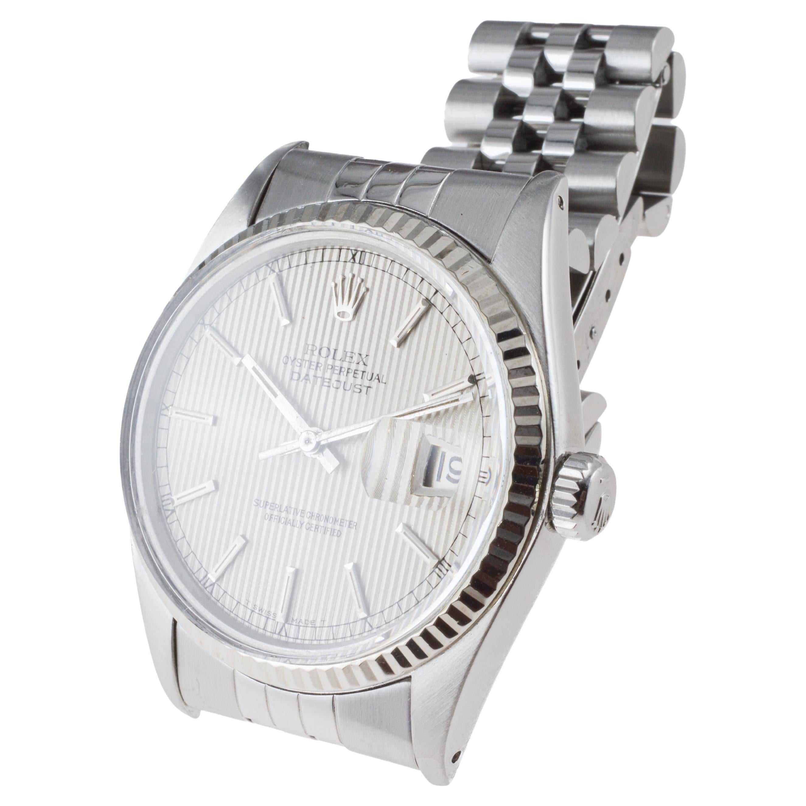 Rolex Stainless Steel Datejust with Rare Tapestry Dial circa 1970's 4