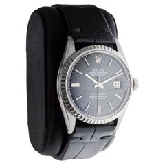 Rolex Stainless Steel Datejust with Rare Tiffany Stamp Black Dial circa 1960's