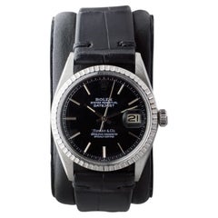 Rolex Stainless Steel Datejust with Rare Tiffany Stamp Black Dial circa 1960's