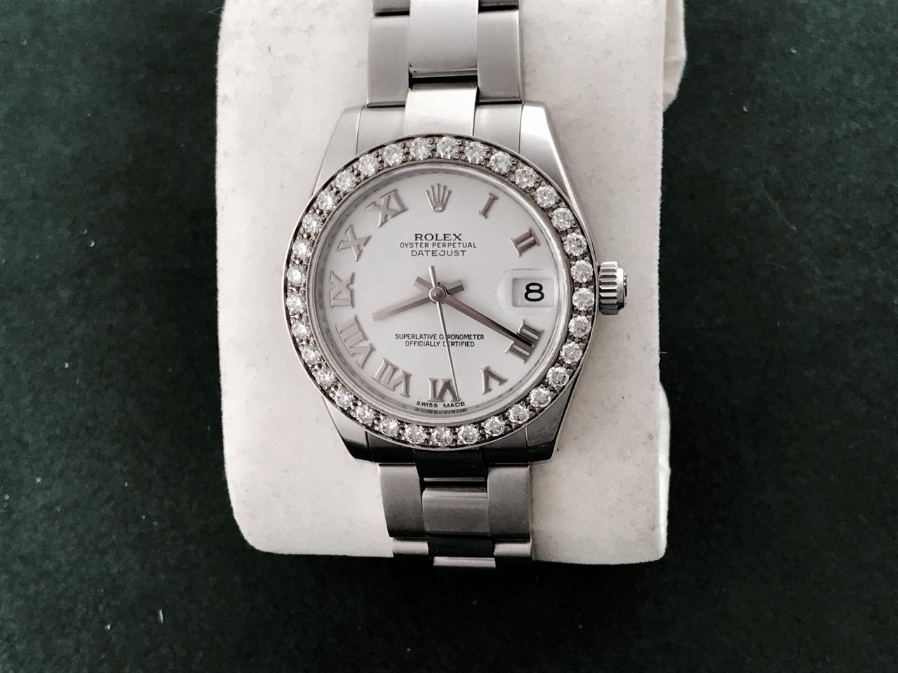 Rolex Stainless Steel Diamond Bezel Datejust Automatic Wristwatch Ref 178240 In New Condition In Dallas, TX