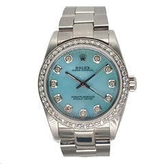 Rolex Stainless Steel Diamond Blue Dial Midsize Wristwatch, circa 2005