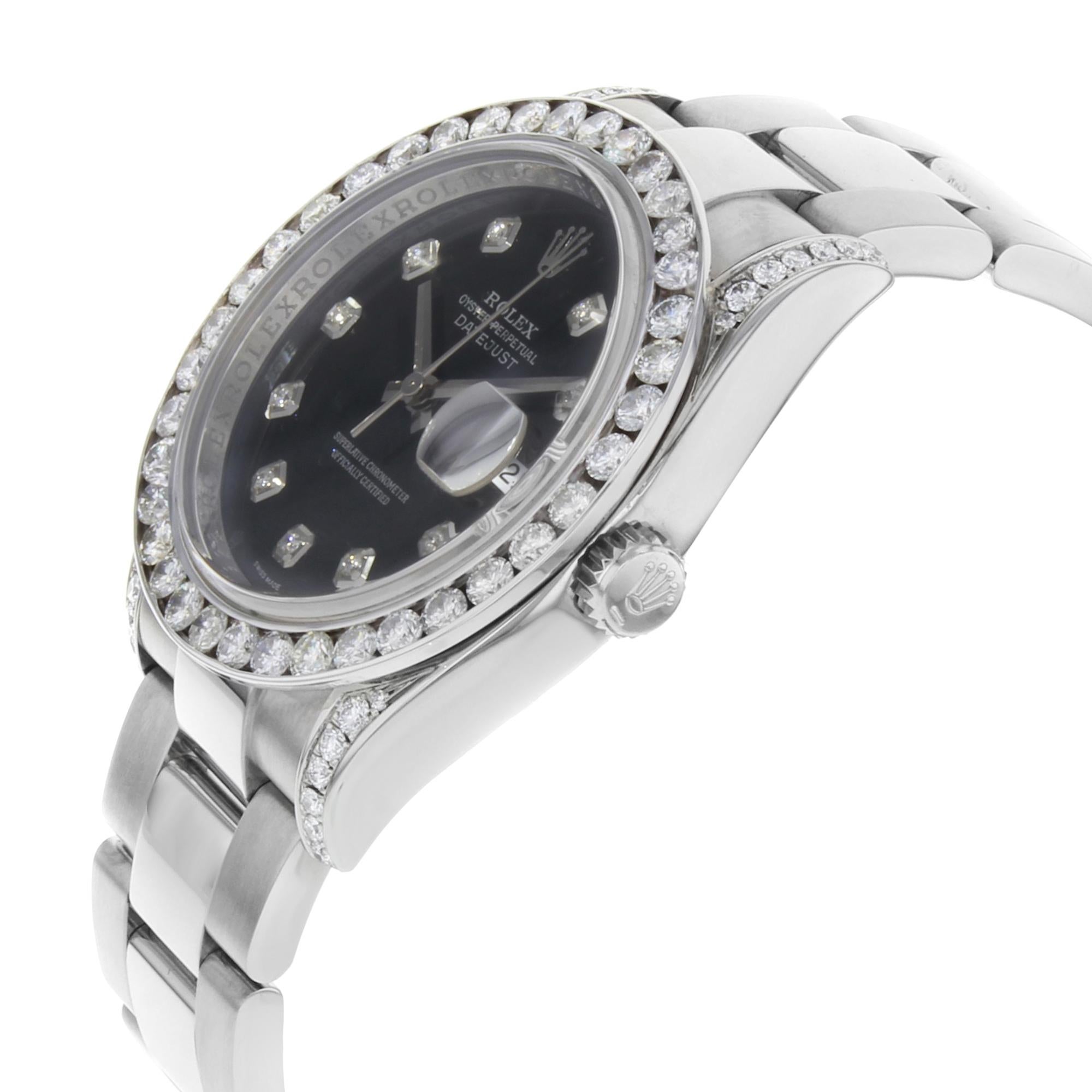 Modern Rolex Stainless Steel Diamond Datejust Automatic Wristwatch Ref 116234, 2008