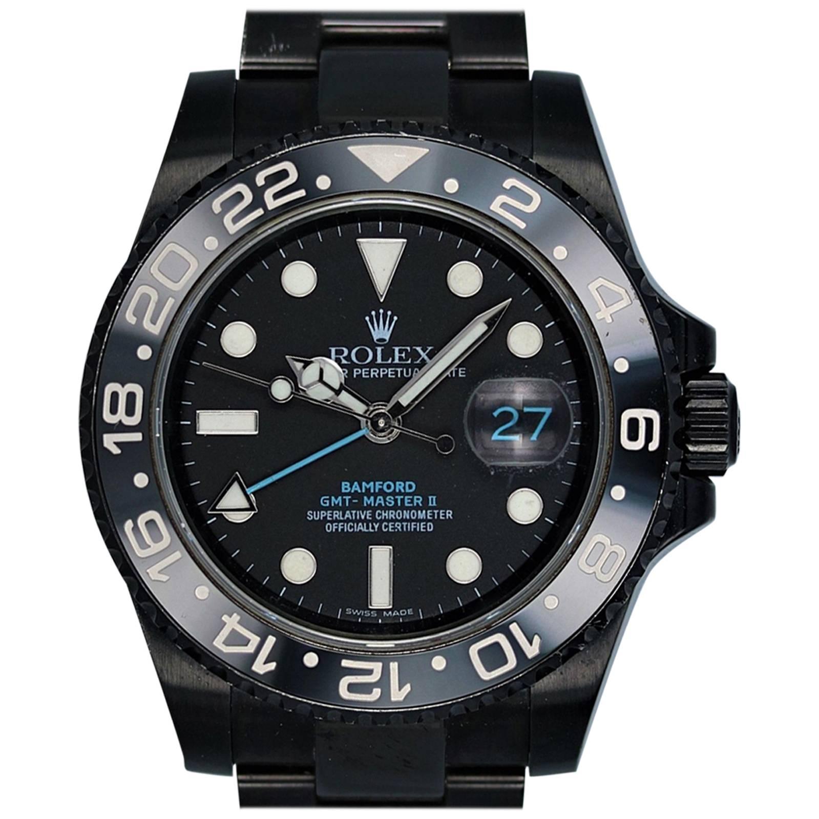 Rolex Edelstahl DLC PVD Bamford Automatik-Armbanduhr, aus schwarzem Edelstahl