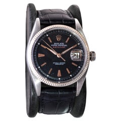 Rolex Montre Datejust « Big Bubble » en acier inoxydable ancienne et rare de 1953