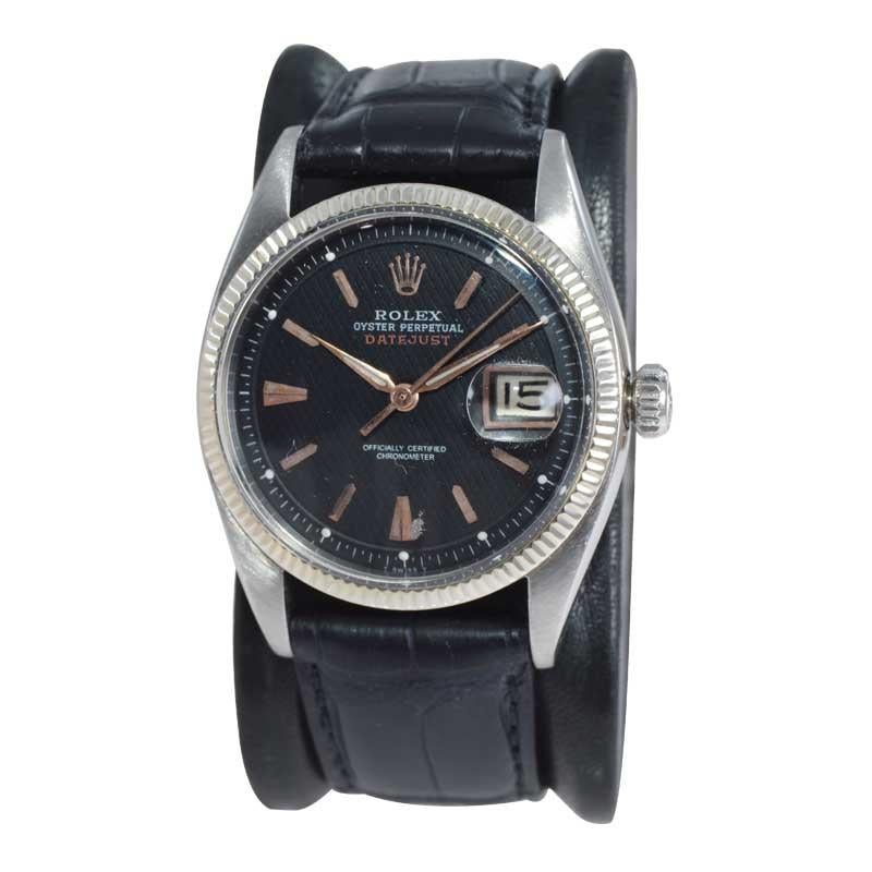 Moderniste Rolex Montre Early Datejust en acier inoxydable, 1953-54 en vente