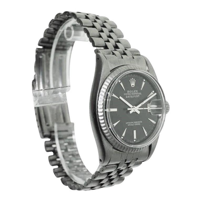 Rolex Stainless Steel Early Datejust with Carbonized Finish from 1959 In Excellent Condition In Long Beach, CA