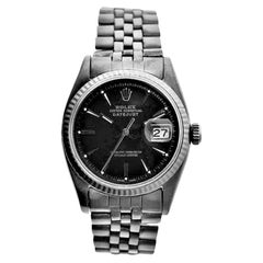 Retro Rolex Stainless Steel Early Datejust with Carbonized Finish from 1959