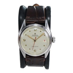 Rolex Stainless Steel Early Oysterdate with Rare Super Oyster Crown, circa 1951