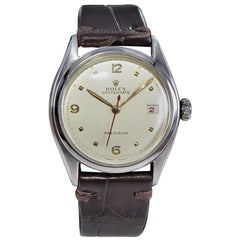 Rolex Stainless Steel Early Oyster Date Rare Super Oyster Crown Watch, 1951