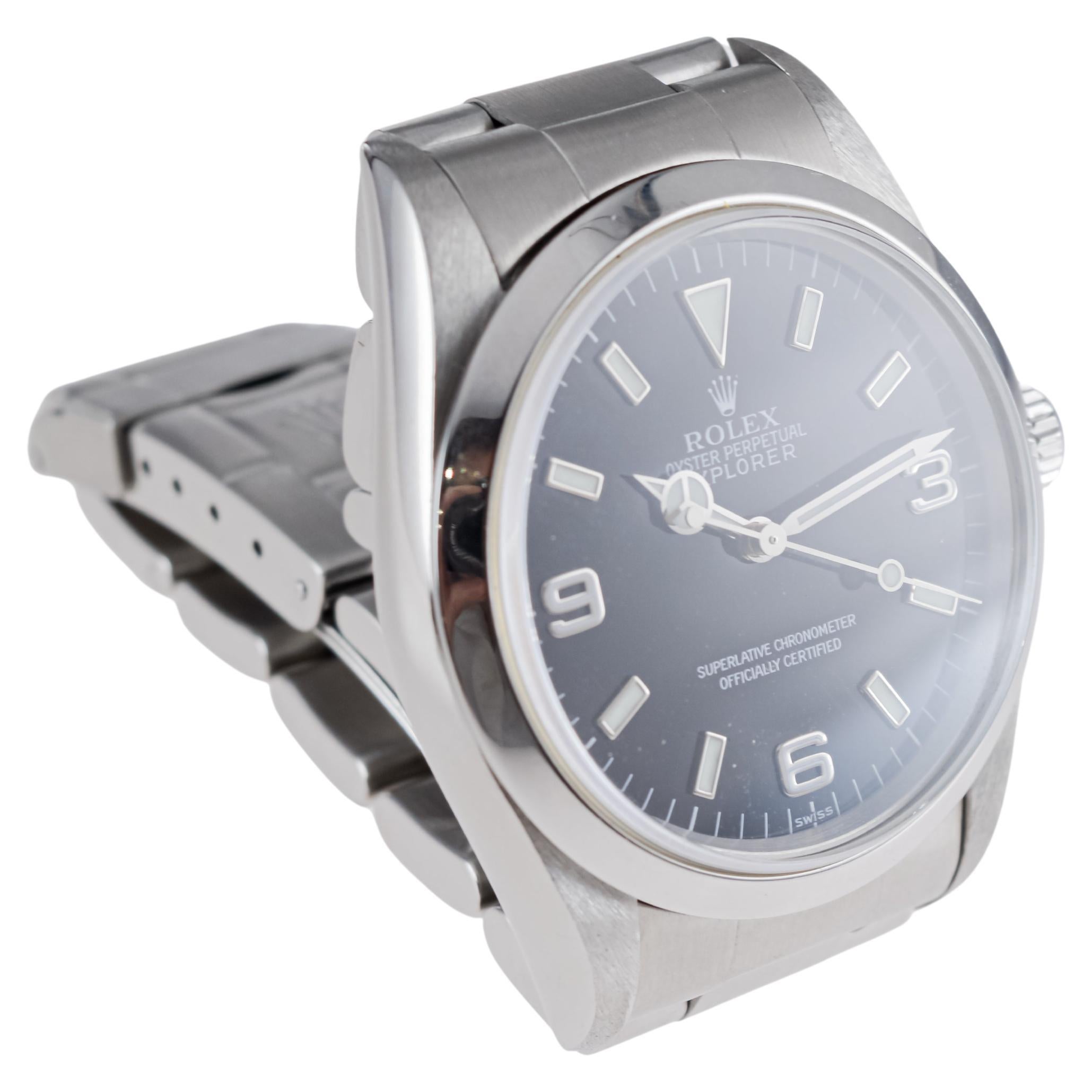 Rolex Stainless Steel Explorer With Box and Papers, circa 1999 For Sale 6