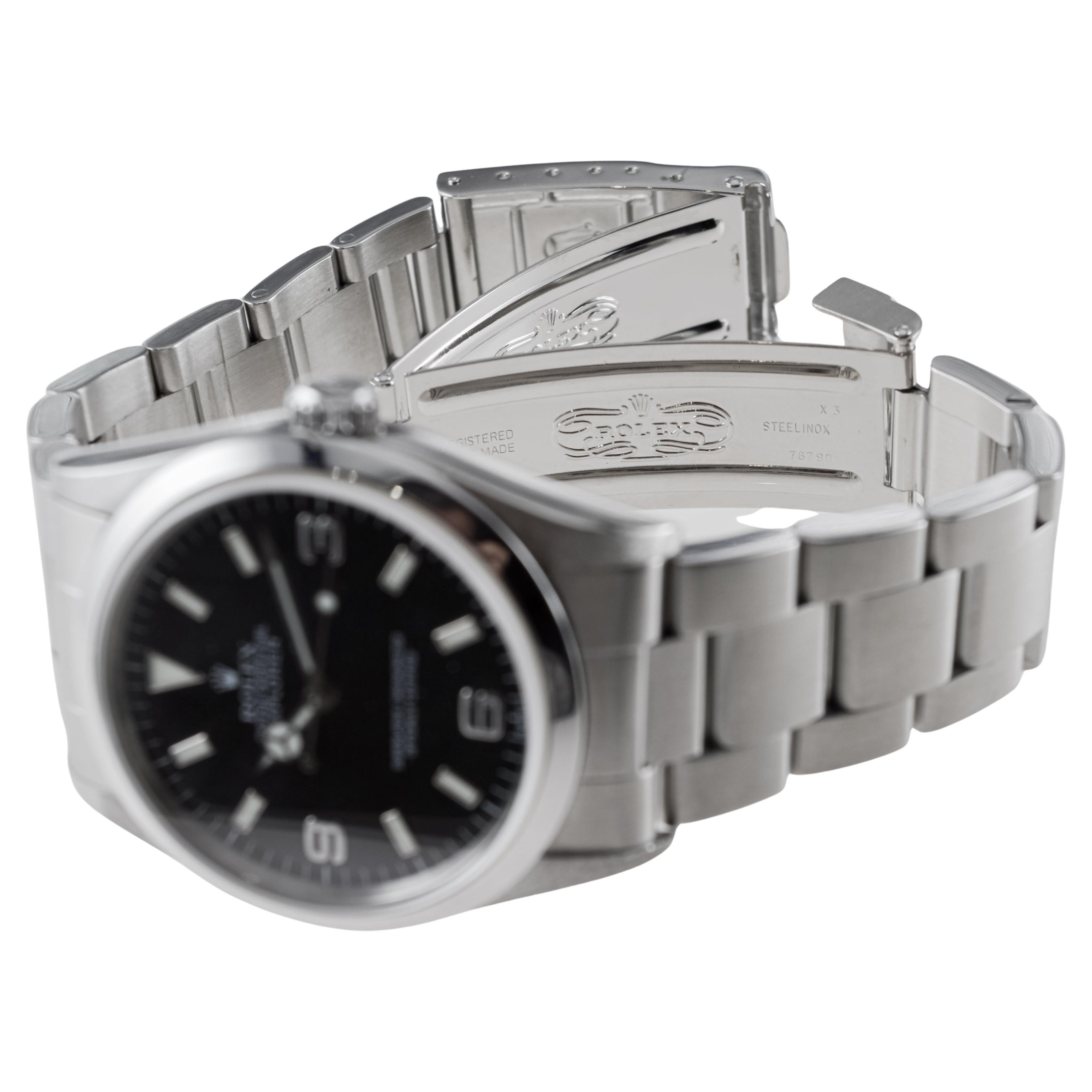 Rolex Stainless Steel Explorer With Box and Papers, circa 1999 For Sale 9