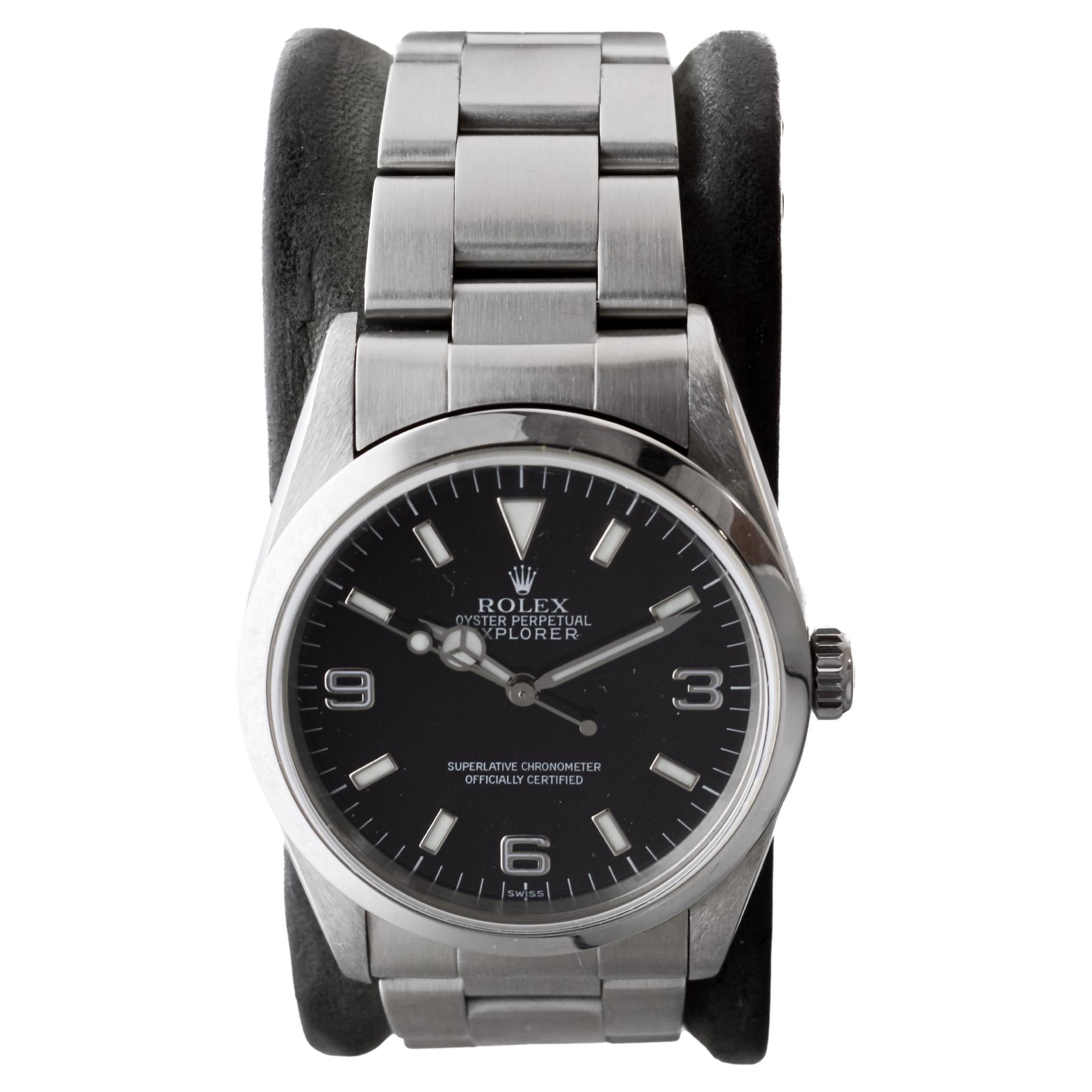 Rolex Stainless Steel Explorer With Box and Papers, circa 1999 For Sale 1