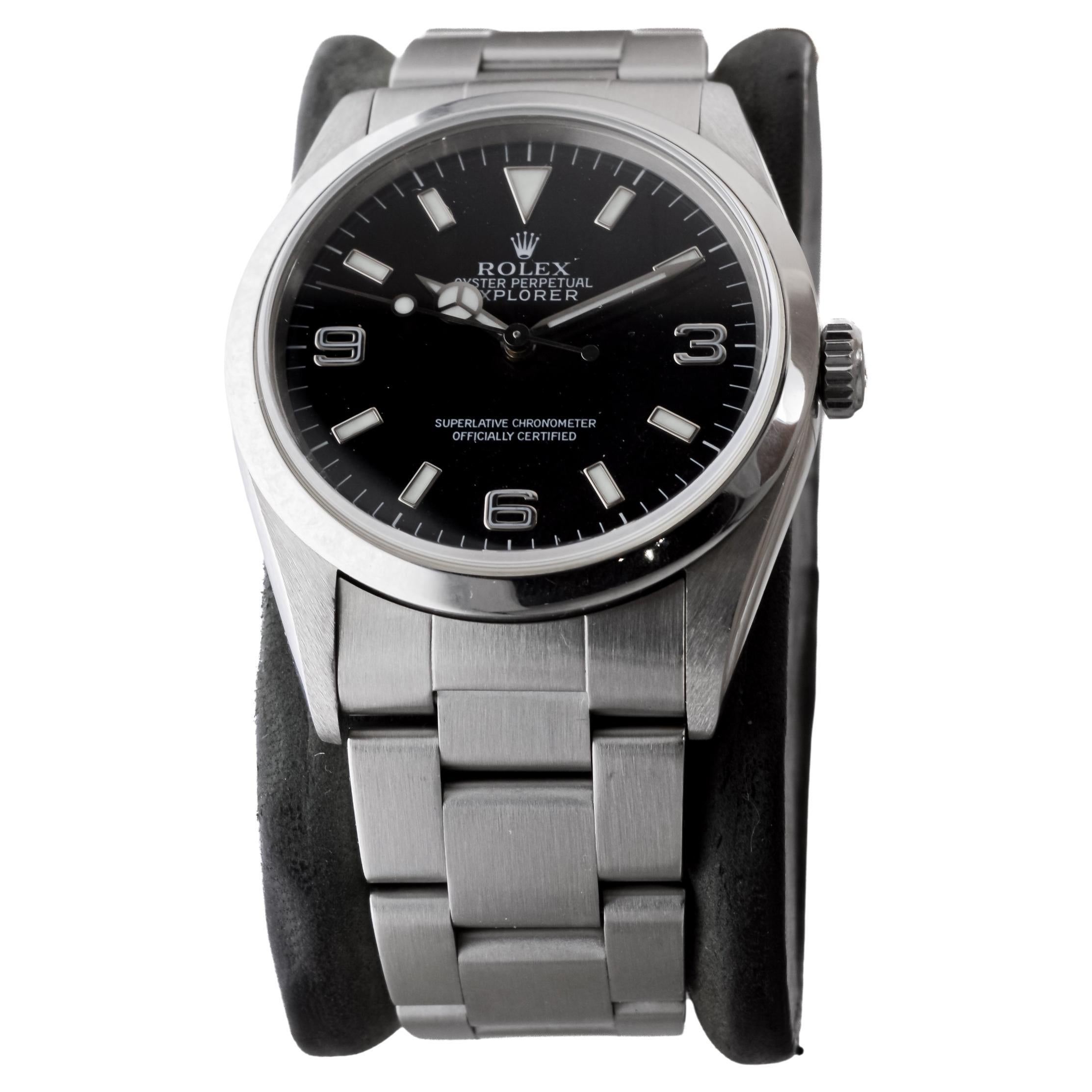 Rolex Stainless Steel Explorer With Box and Papers, circa 1999 For Sale 2