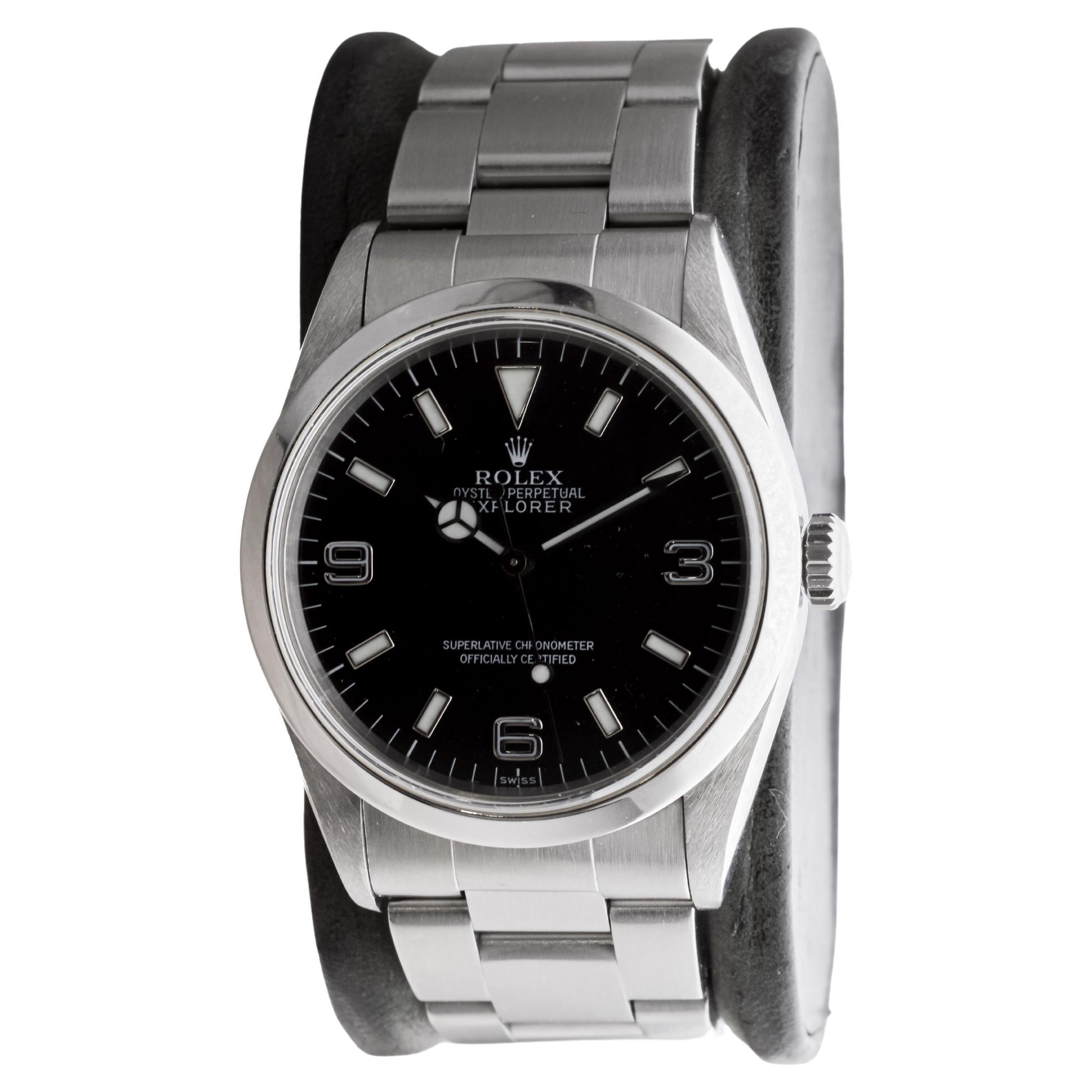 Rolex Stainless Steel Explorer With Box and Papers, circa 1999 For Sale 3