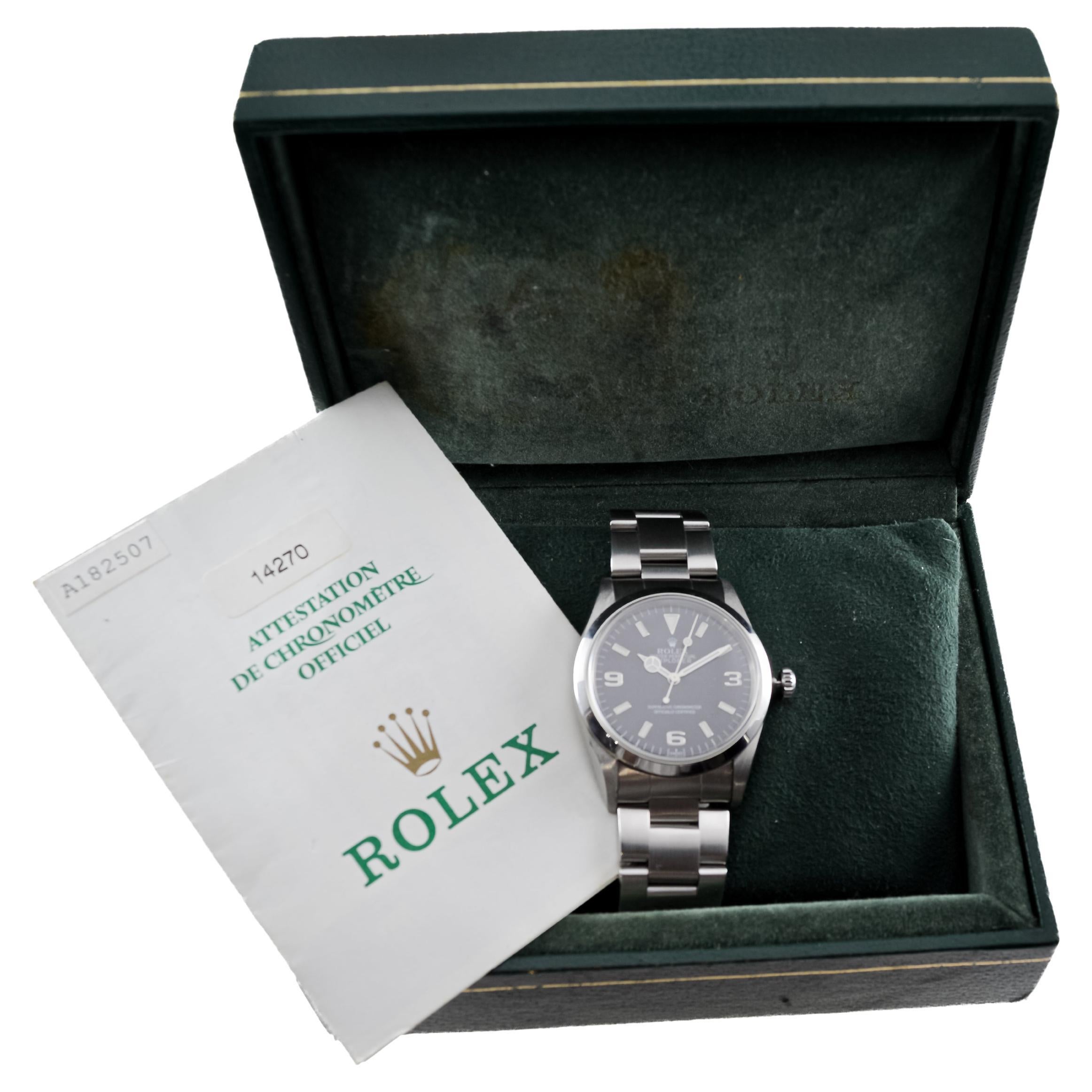 Rolex Explorer de acero inoxidable con caja y papeles, circa 1999