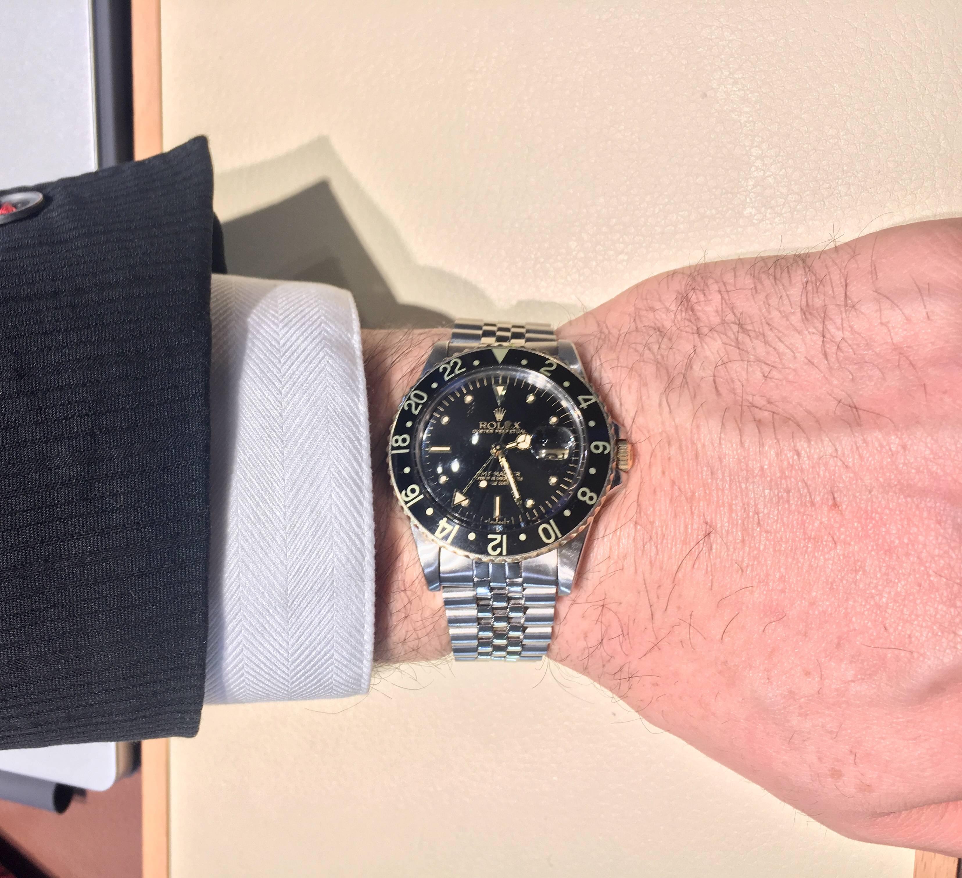 Rolex Stainless Steel GMT Black dial Date Wristwatch Ref 16753, circa 1980 3