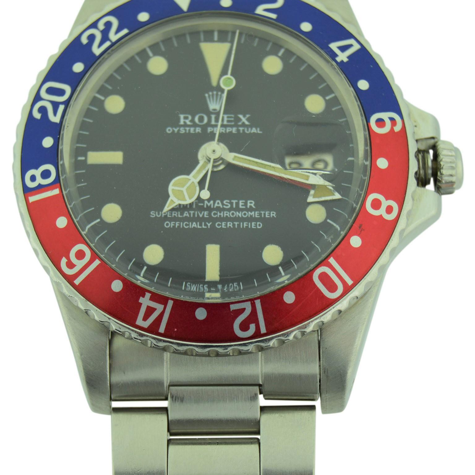 Rolex Stainless Steel GMT Master Pepsi Bezel Watch 6