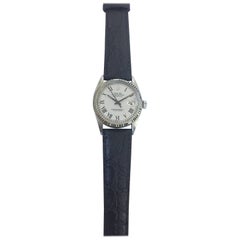 Retro Rolex Stainless Steel Grey Buckley Dial Datejust Automatic Wristwatch, 1970s