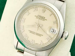 Rolex Stainless Steel Ivory Dial Datejust Automatic Wristwatch Ref 68240