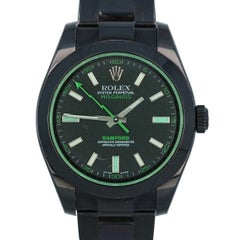 Rolex Stainless Steel Milgauss Bamford "Blacked Out" Green Automatic Wristwatch