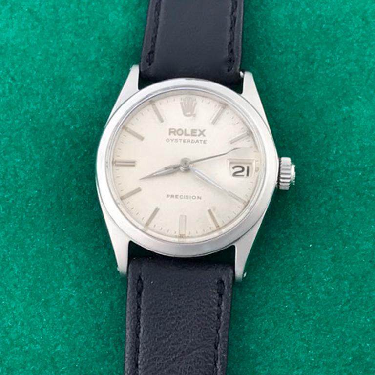 Rolex Stainless Steel Oyster Date Manual Wind Midsize Wristwatch Ref ...