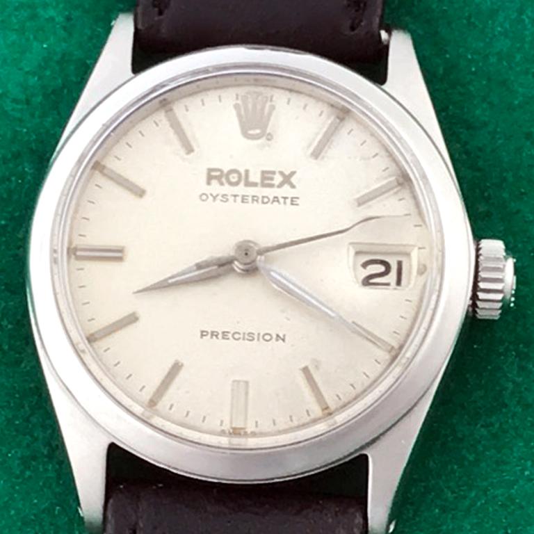 Contemporary Rolex Stainless Steel Oyster Date Manual Wind Midsize Wristwatch Ref 6466