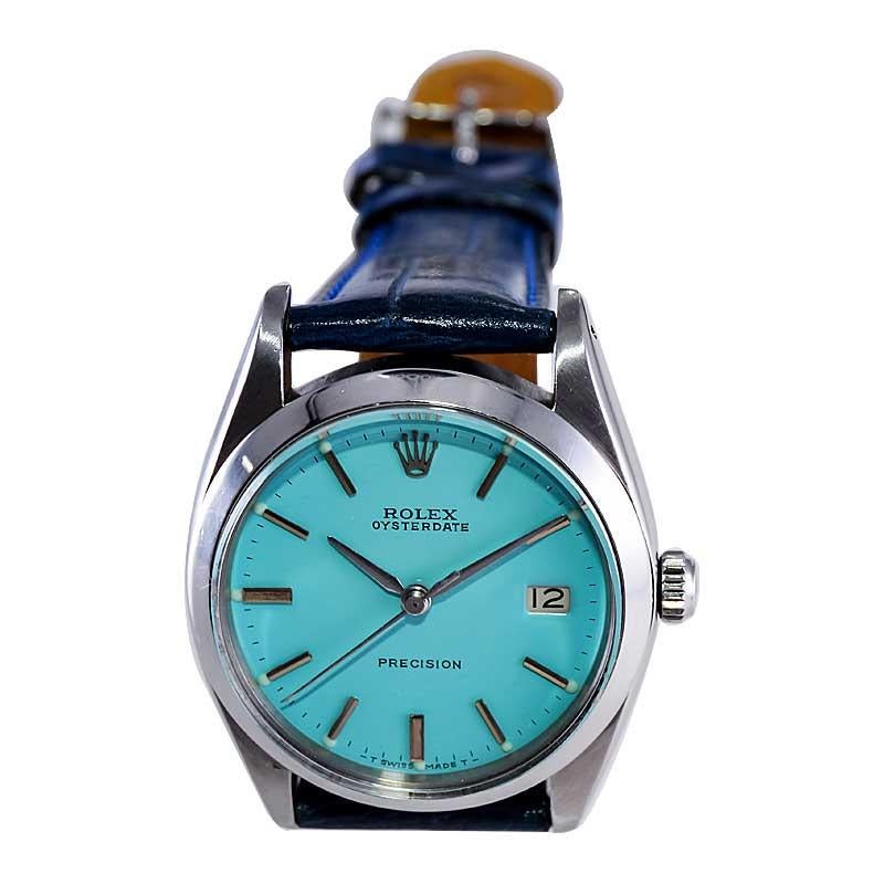 Rolex Stainless Steel Oyster Date with Custom Tiffany Blue Dial from 1957 2