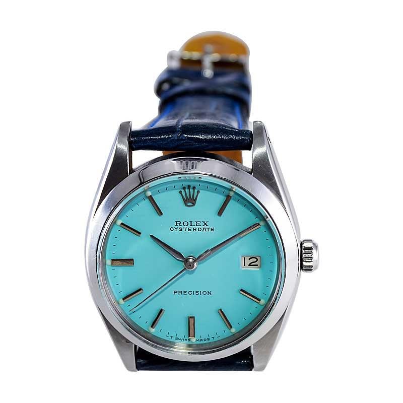 Rolex Stainless Steel Oyster Date with Custom Tiffany Blue Dial from 1957 1