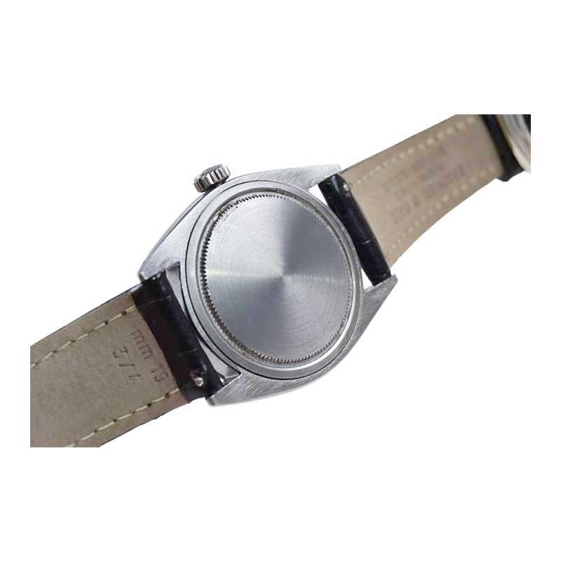 Rolex Montre Oyster Date en acier inoxydable avec cadran noir d'origine, années 1960 3
