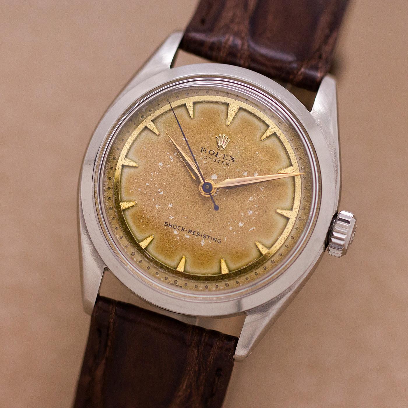 Rolex Stainless Steel Oyster Manual Wind Model, circa 1955 In Excellent Condition For Sale In West Hollywood, CA