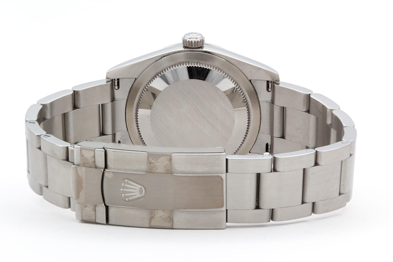 Rolex Oyster Perpetual 34mm in acciaio inossidabile con quadrante a bastoni Silver 124200 In condizioni ottime in vendita a Tustin, CA