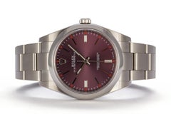 Rolex Stainless Steel Oyster Perpetual 39 Red Grape 114300 Men's Watch