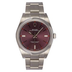 Rolex Stainless Steel Oyster Perpetual 39 Red Grape 114300 Men's Watch