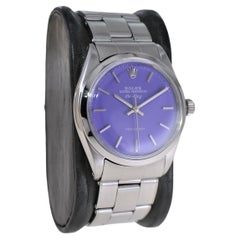 Retro Rolex Stainless Steel Oyster Perpetual Air-King with Custom Purple Dial 1960s