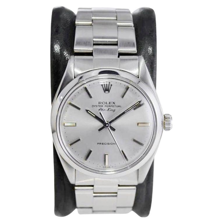 Rolex Stainless Steel Oyster Perpetual Air King with Original Silver Dial 1980's For Sale