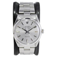 Retro Rolex Stainless Steel Oyster Perpetual Air King with Original Silver Dial 1980's