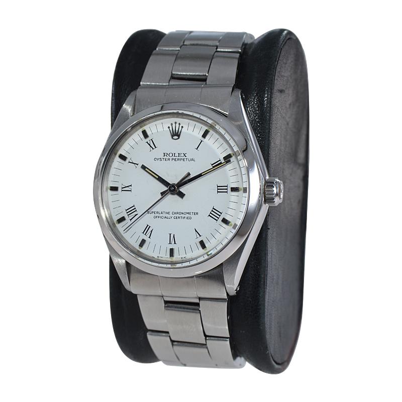 Modern Rolex Stainless Steel Oyster Perpetual With Factory Original Dial from 1970's For Sale