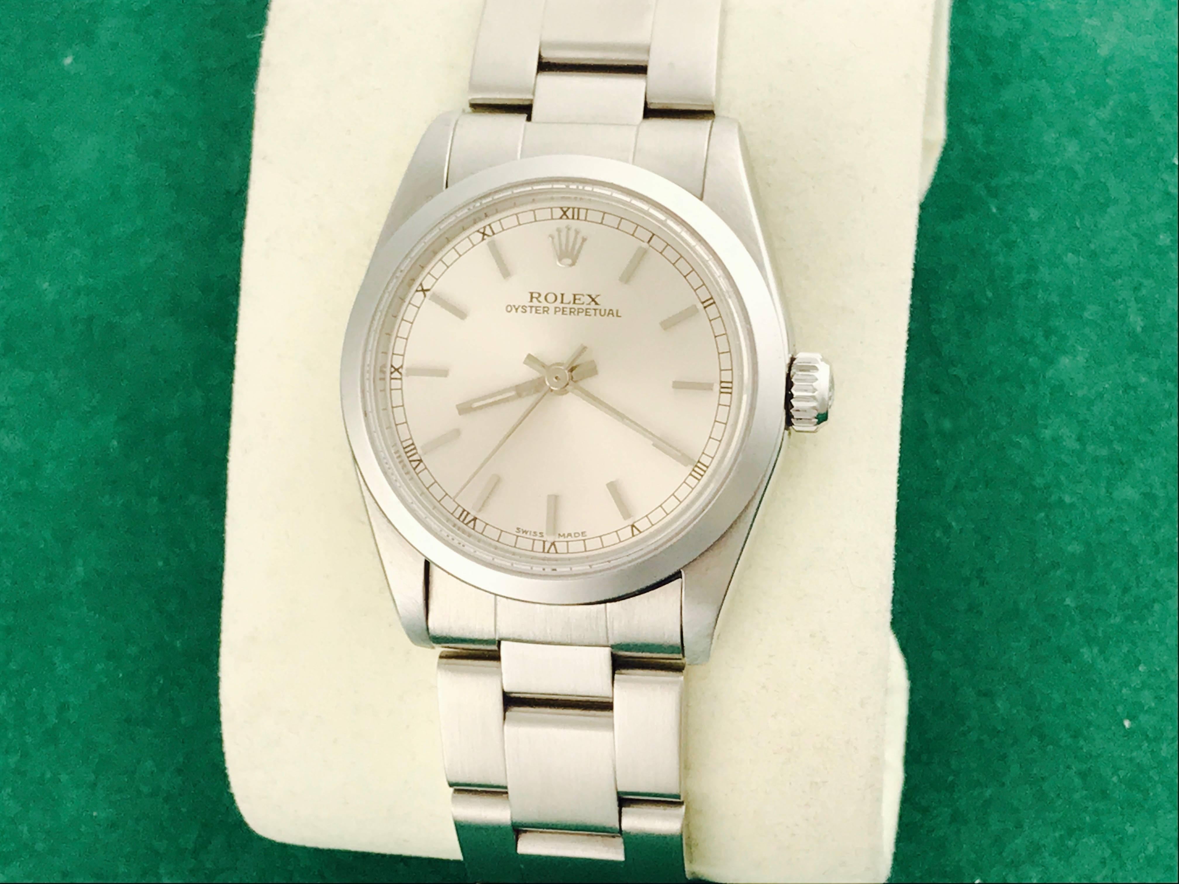 Contemporary Rolex Stainless Steel Oyster Perpetual Midsize Automatic Wristwatch Ref 77080