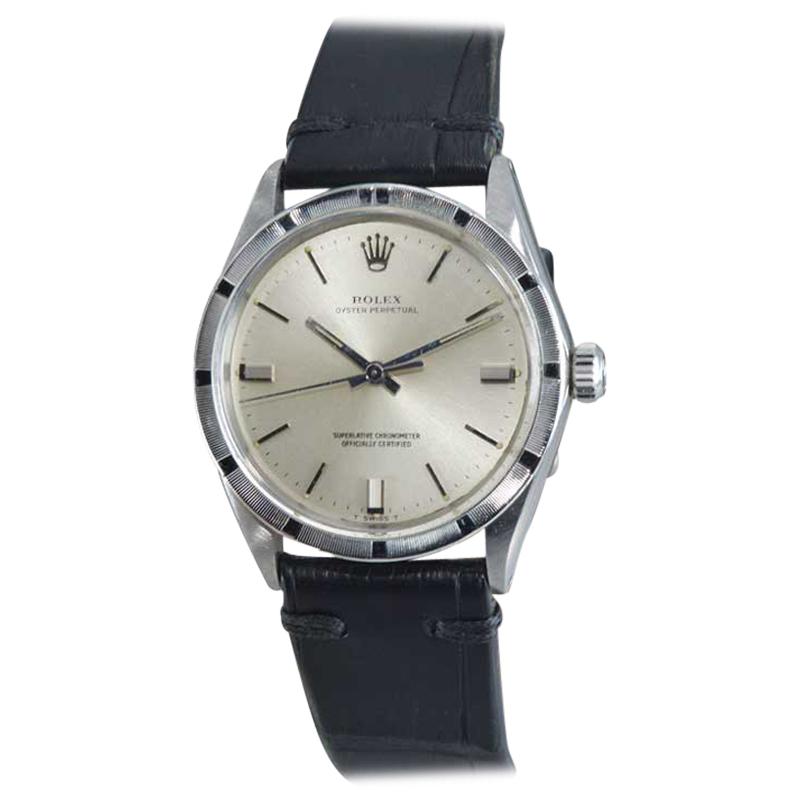 Rolex Stainless Steel Oyster Perpetual with Machined Bezel, Early 1970's For Sale