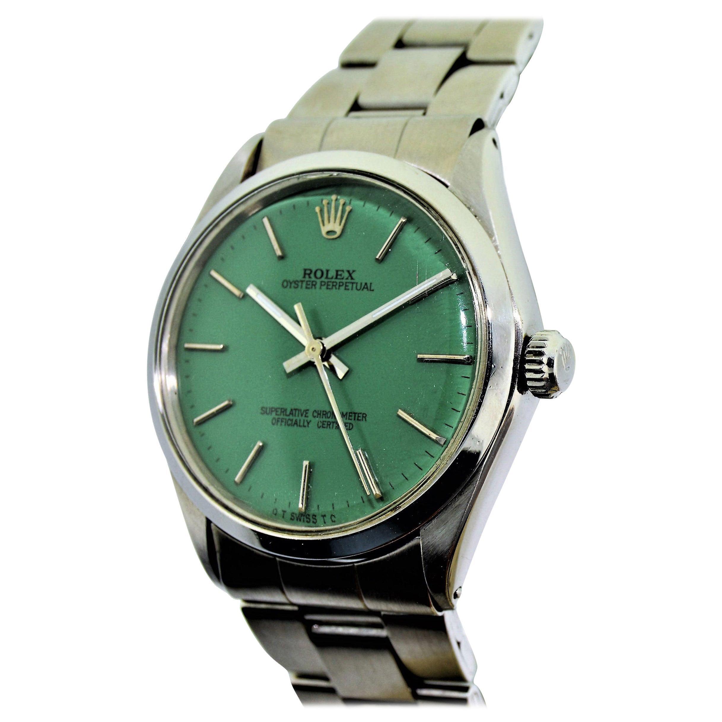 Rolex Stainless Steel Oyster Perpetual Custom Dial Wristwatch, circa 1970s