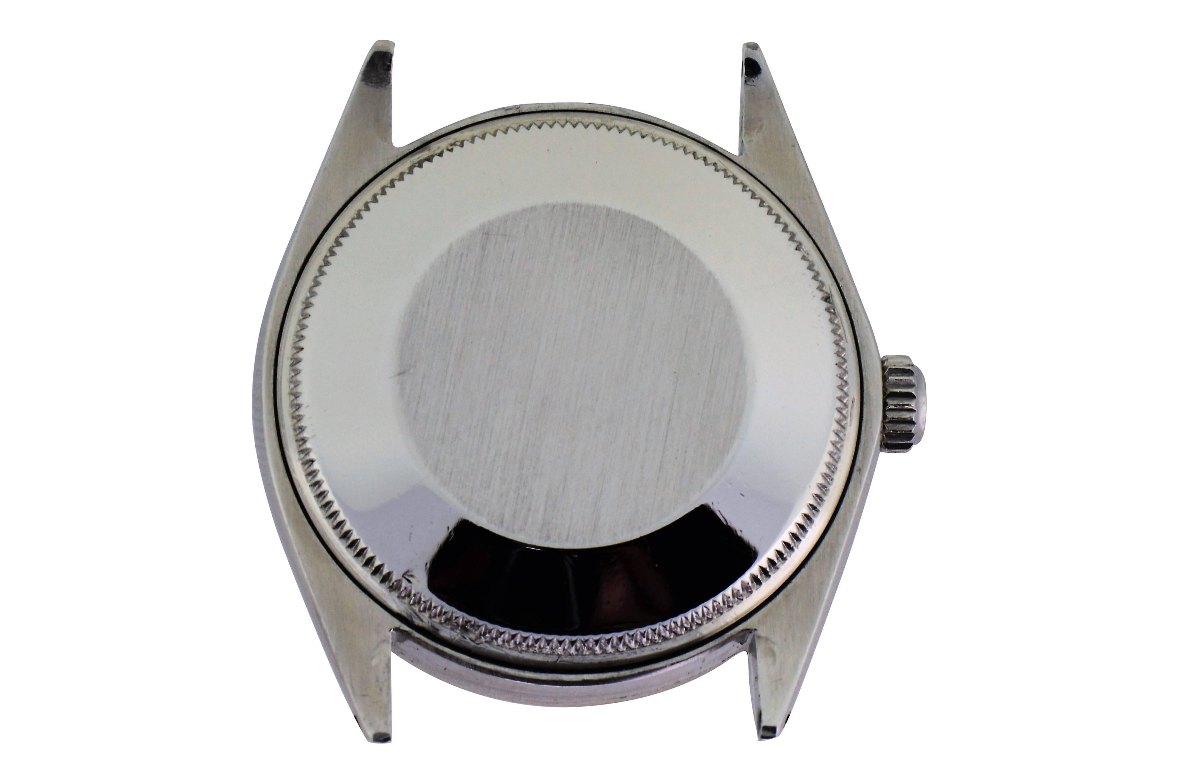 Women's or Men's Rolex Stainless Steel Oyster Perpetual Date Custom Dial, circa 1970s