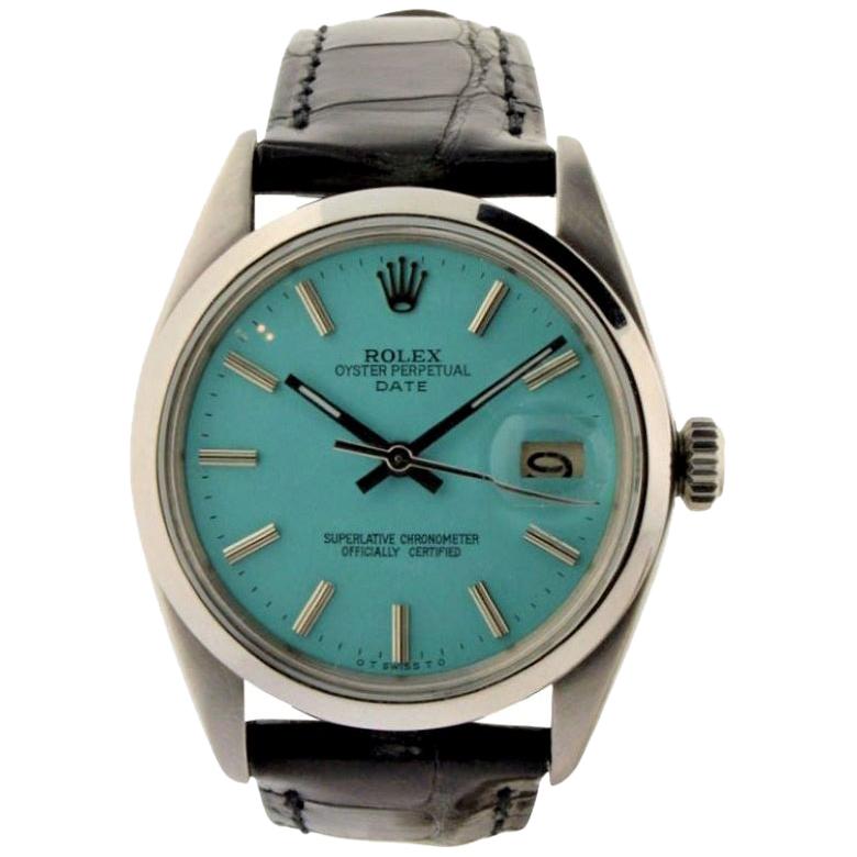 Modernist Rolex Stainless Steel Oyster Perpetual Date Custom Dial, circa 1970s