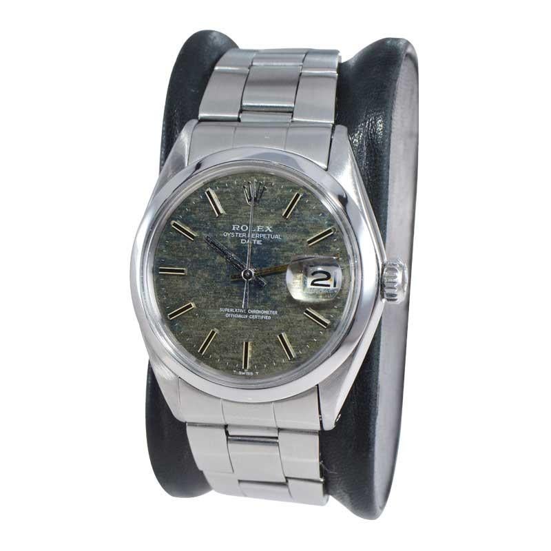 Modernist Rolex Stainless Steel Oyster Perpetual Date Ref. 1500 Original Dial, from 1970