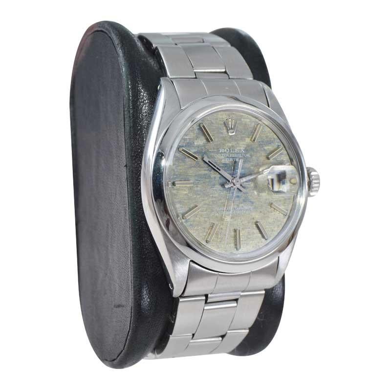 Women's or Men's Rolex Stainless Steel Oyster Perpetual Date Ref. 1500 Original Dial, from 1970