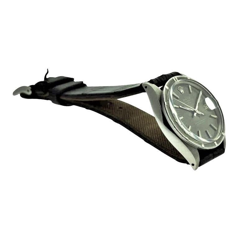 Rolex Stainless Steel Oyster Perpetual Date Thunderbird Bezel Watch, circa 1972 In Excellent Condition In Long Beach, CA