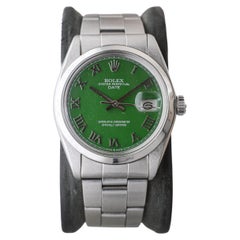 Rolex Edelstahl Oyster Perpetual Datum mit benutzerdefinierten grünen Zifferblatt circa 1970's