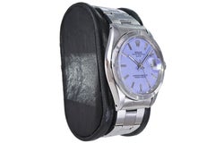 Rolex Edelstahl Oyster Perpetual Date mit maßgefertigtem lavendelfarbenem Zifferblatt Mitte der 1960er Jahre