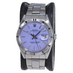 Rolex Stainless Steel Oyster Perpetual Date with Custom Lavender Dial Mid 1960's