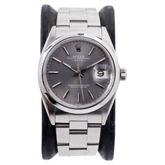 Retro Rolex Stainless Steel Oyster Perpetual Date with Factory Original Charcoal Dial