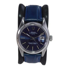 Rolex Stainless Steel Oyster Perpetual Date with Original Blue Dial circa